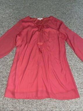 Honey Belle Lace-Up Coral Tunic Dress
